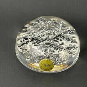 Cristal France 24% Lead Crystal Snowflake Paperweight 3 1/2”